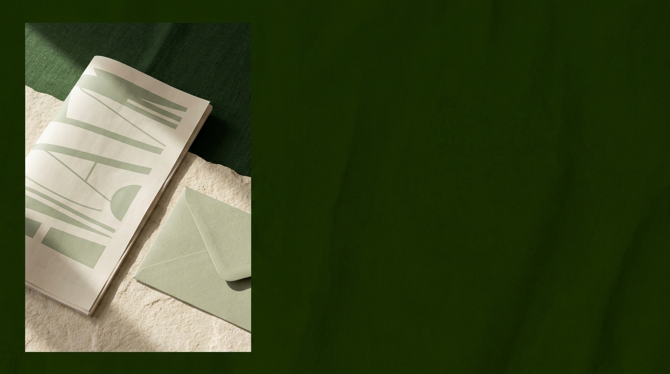 A folded magazine and envelope on a desk